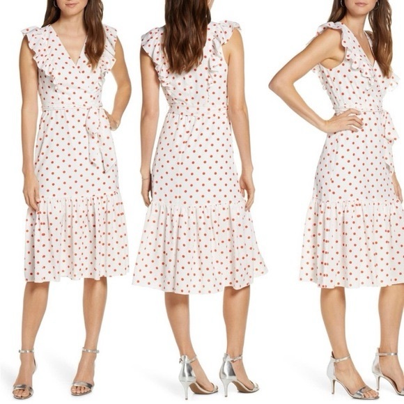 1901 Dresses & Skirts - NWT 1901 white midi dress with red polka dots - size 8